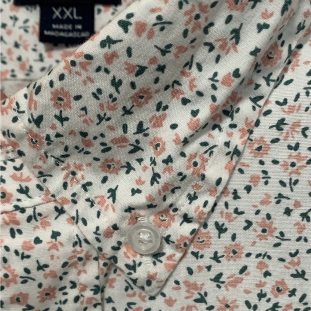 J. Crew Men's XXL 98% Cotton White Subtle Floral Button Up Shirt Slim Fit - Picture 6 of 8